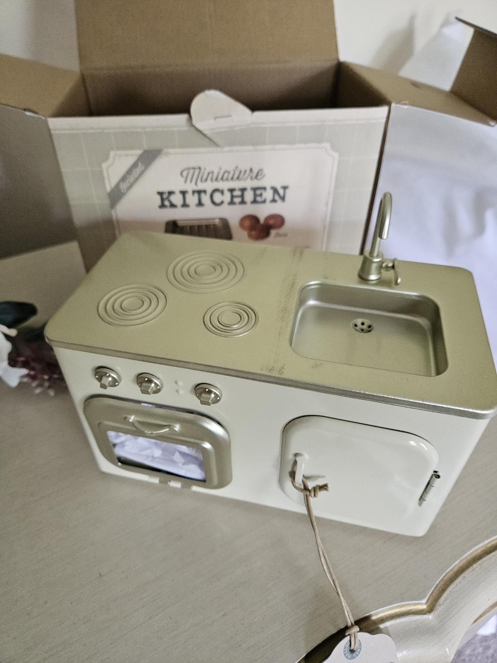 Maileg Miniature Cream and Gold Toy Kitchen Playset